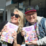 Jenny and Joe from the Purple Production team delivering Brighton Fringe brochures