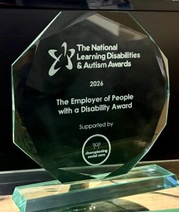 The National Learning Disabilities and Autism Awards trophy